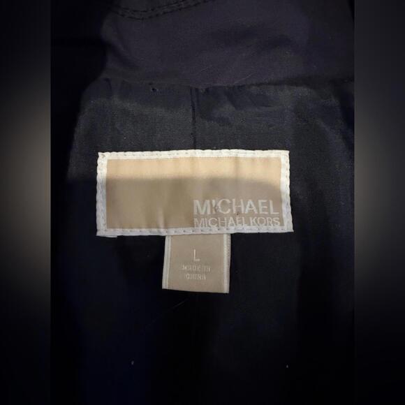 Michael Kors Navy Trench Coat With Gold Accents Large - Picture 2 of 5